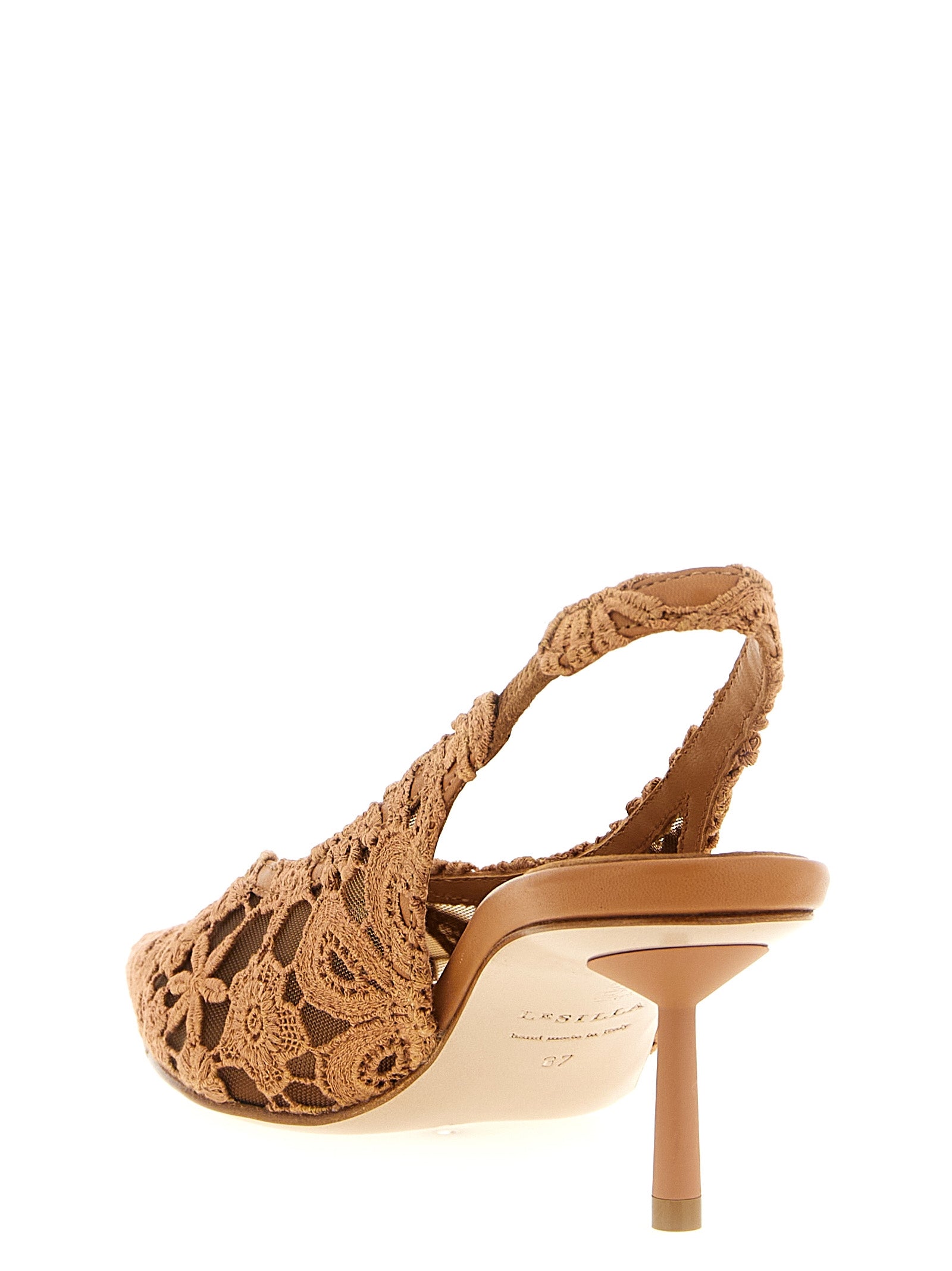 LE SILLA Brown Cotton Mid Heel Pumps Curated Luxury Accessories by Orvyn