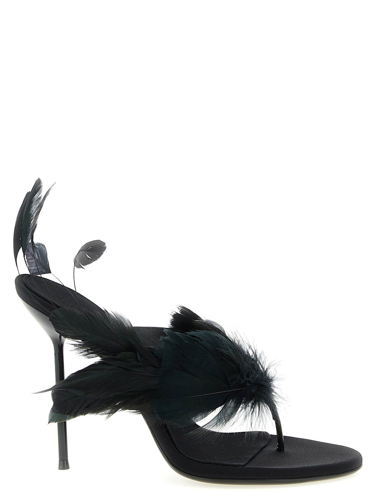 Paris Texas Black 'Lidia Feather Thong' Sandals Curated Luxury Accessories by Orvyn