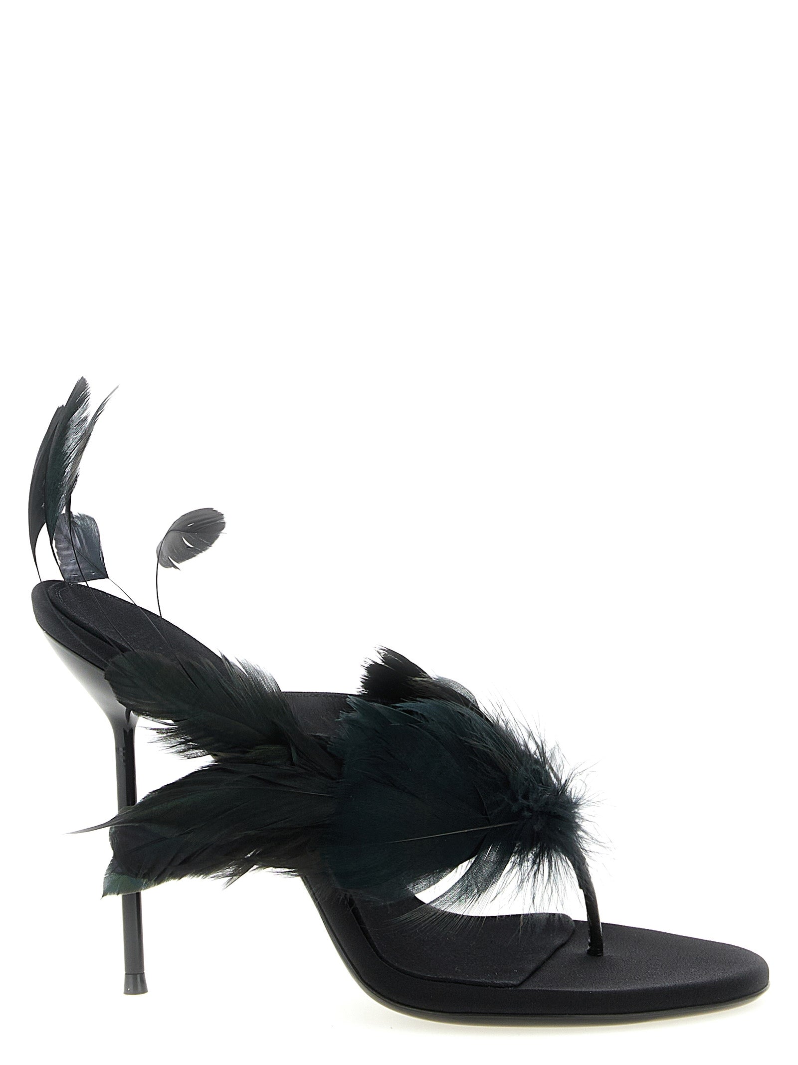 Paris Texas Black 'Lidia Feather Thong' Sandals Curated Luxury Accessories by Orvyn