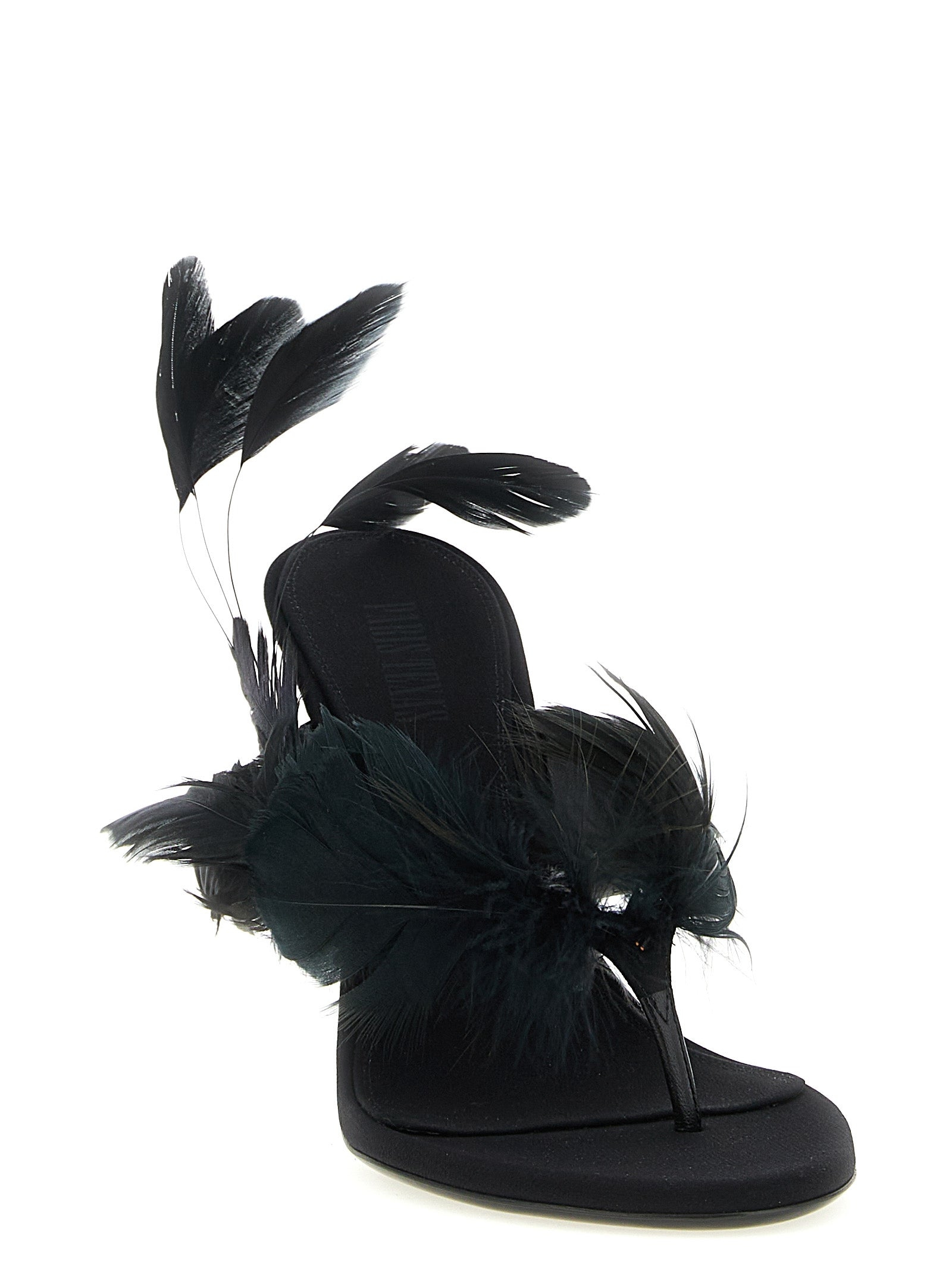 Paris Texas Black 'Lidia Feather Thong' Sandals Curated Luxury Accessories by Orvyn