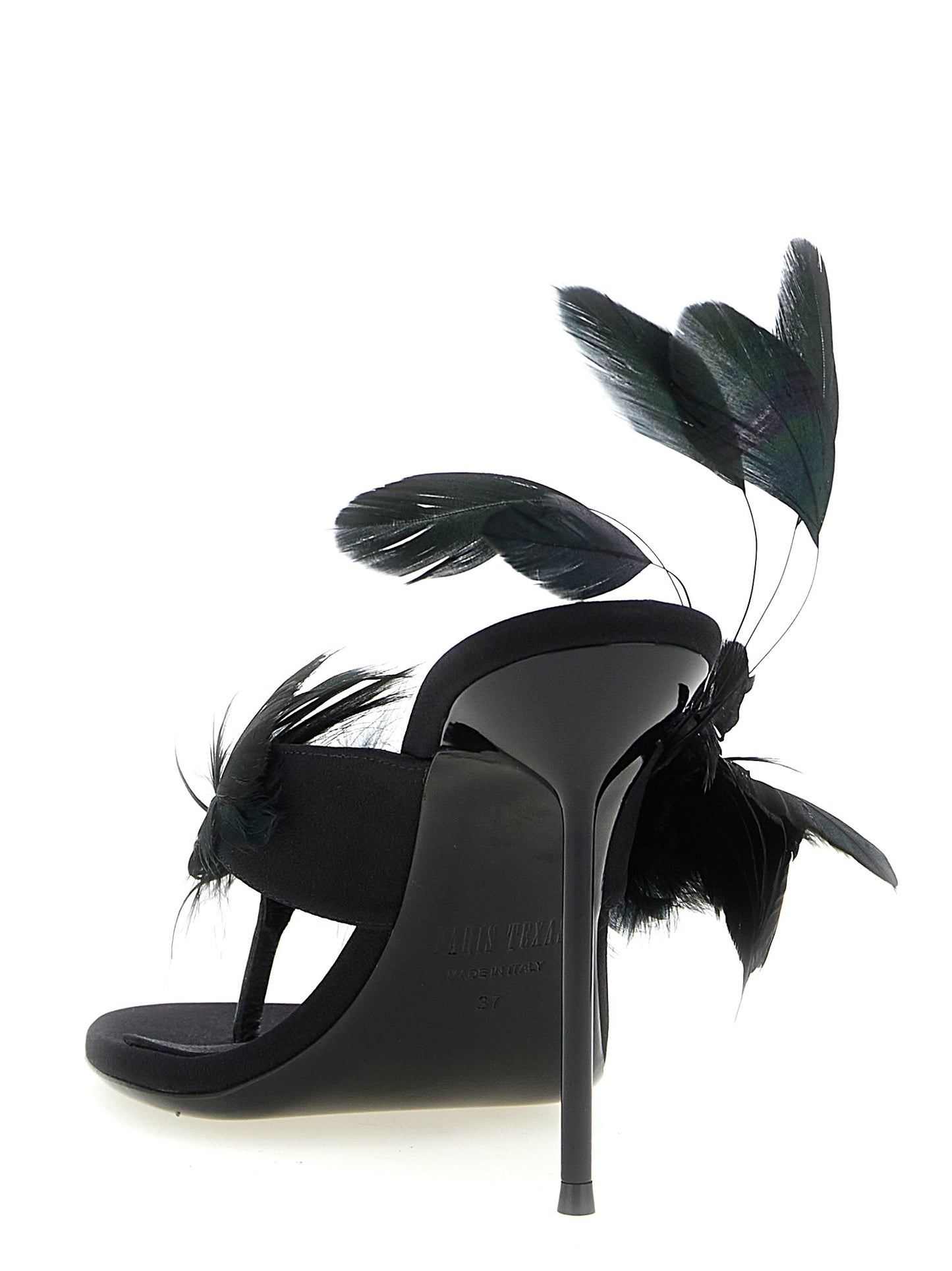Paris Texas Black 'Lidia Feather Thong' Sandals Curated Luxury Accessories by Orvyn
