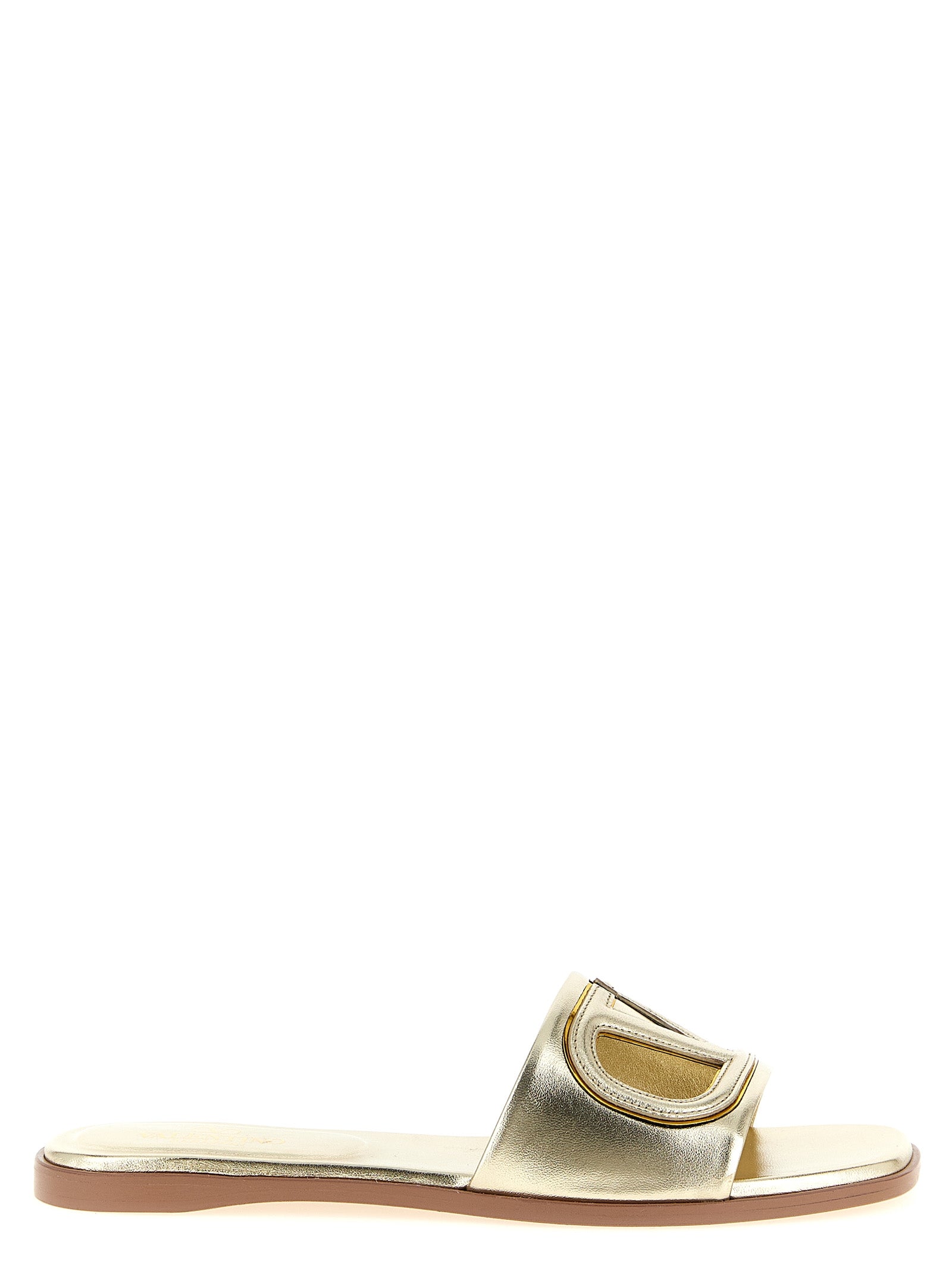 Valentino Garavani Gold Calfskin Slides Curated Luxury Accessories by Orvyn