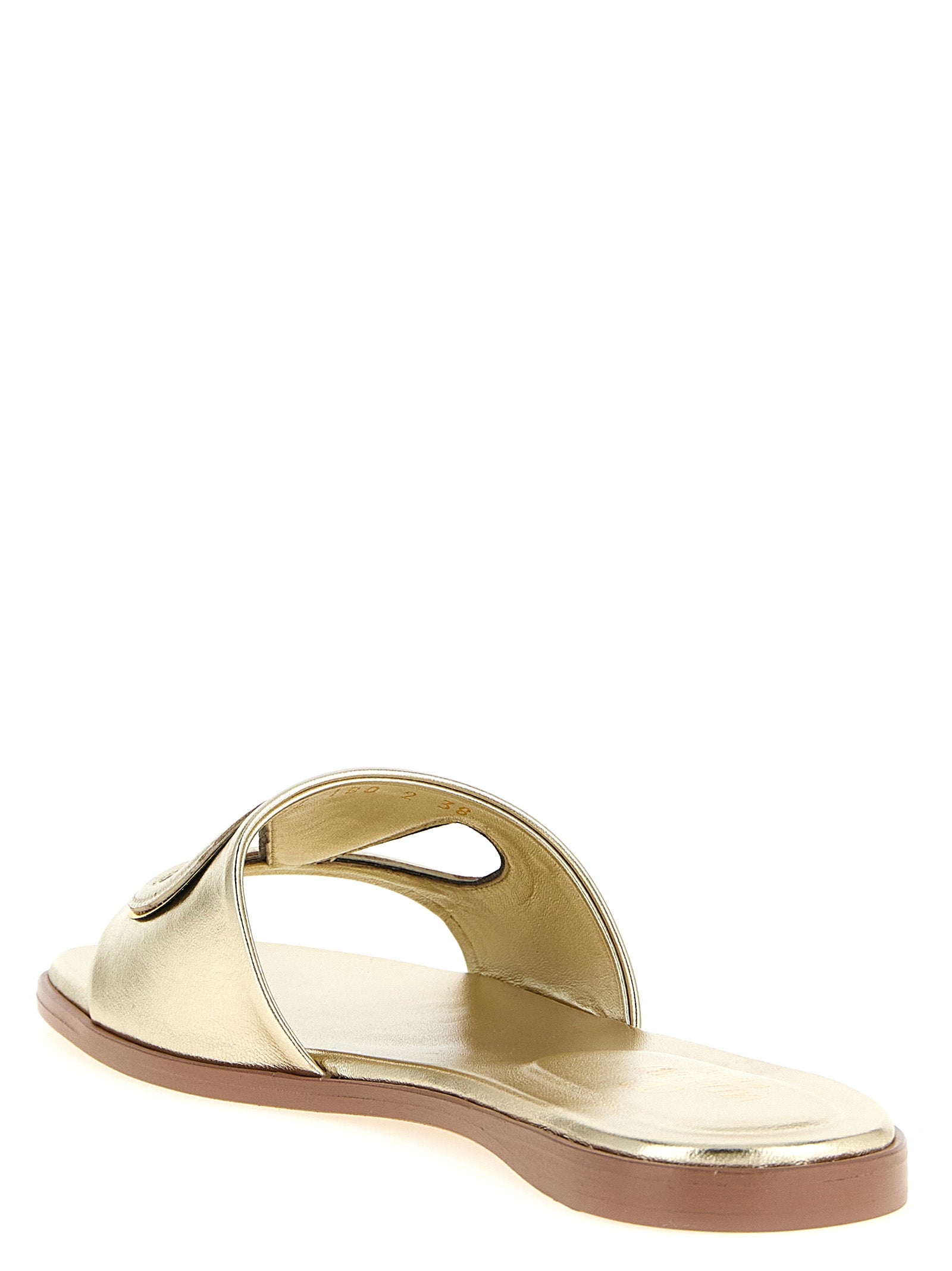Valentino Garavani Gold Calfskin Slides Curated Luxury Accessories by Orvyn