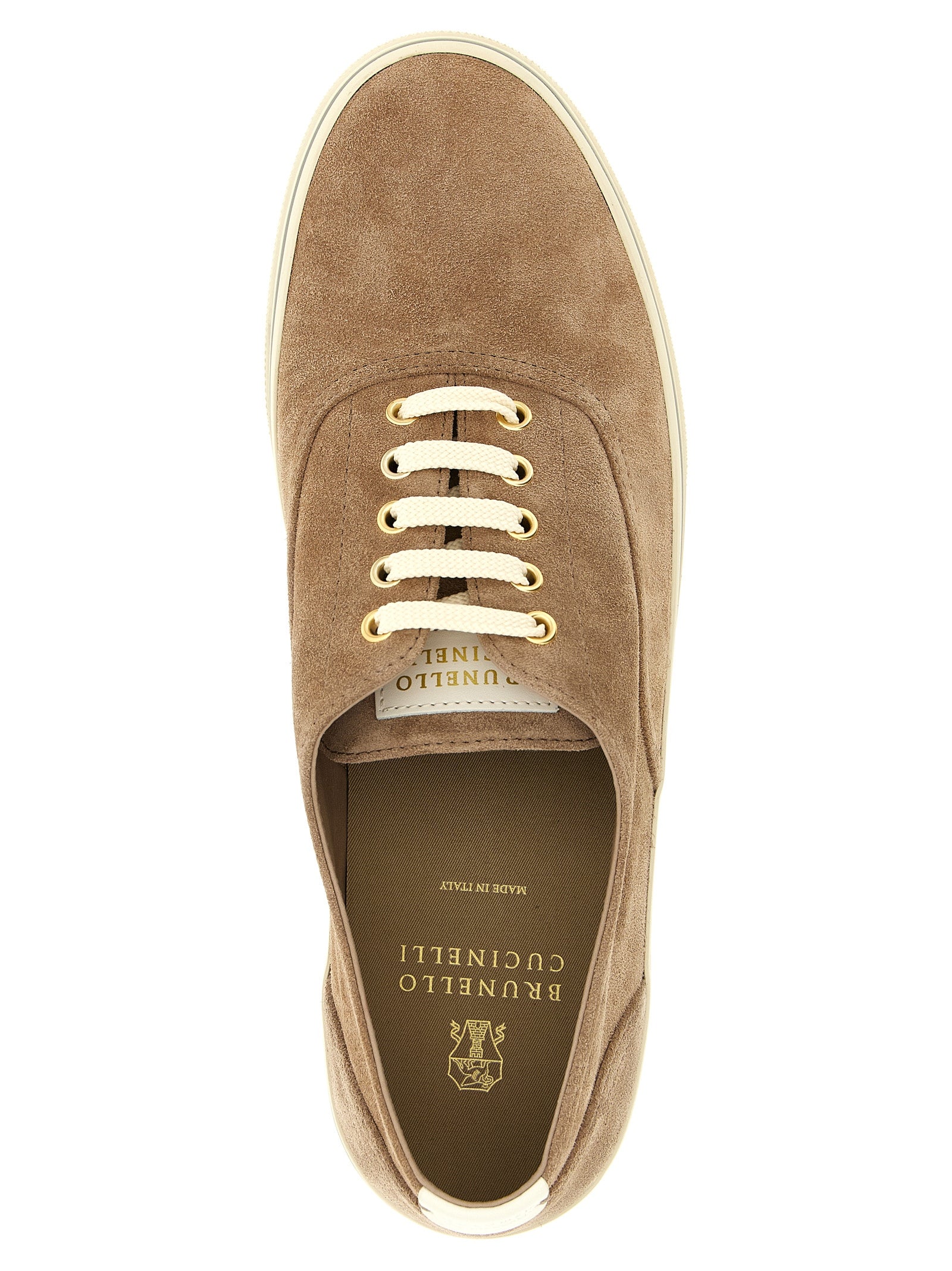 Brunello Cucinelli Beige 'Lace Up' Sneakers Curated Luxury Accessories by Orvyn