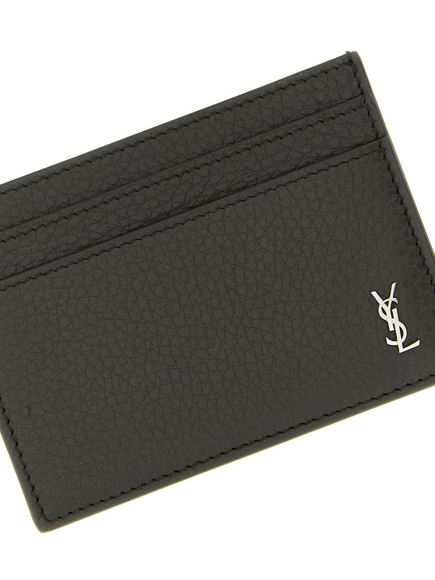 Saint Laurent Brown 'Tiny Cassandre' Card Holder Curated Luxury Accessories by Orvyn