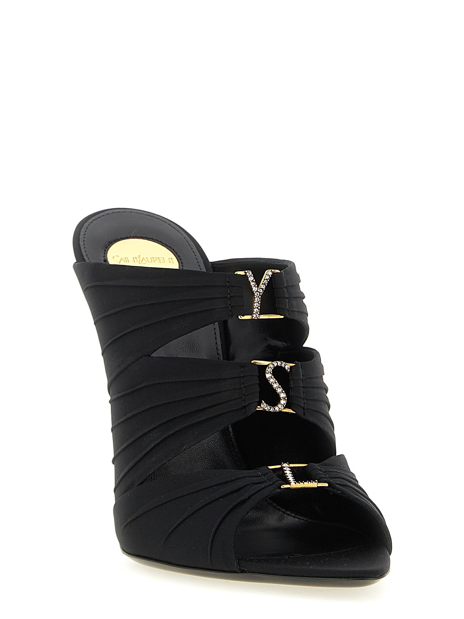 Saint Laurent Black 'Emilie' Sandals Curated Luxury Accessories by Orvyn