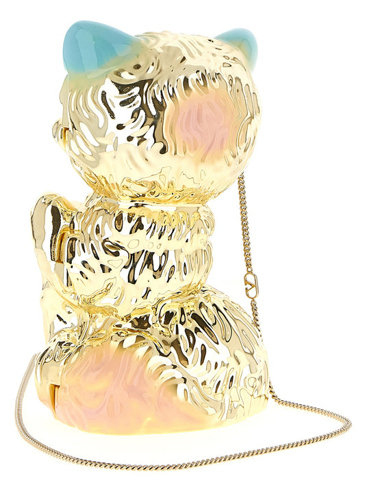 Valentino Garavani Gold 'Le Chat De La Maison' Clutch Curated Luxury Accessories by Orvyn