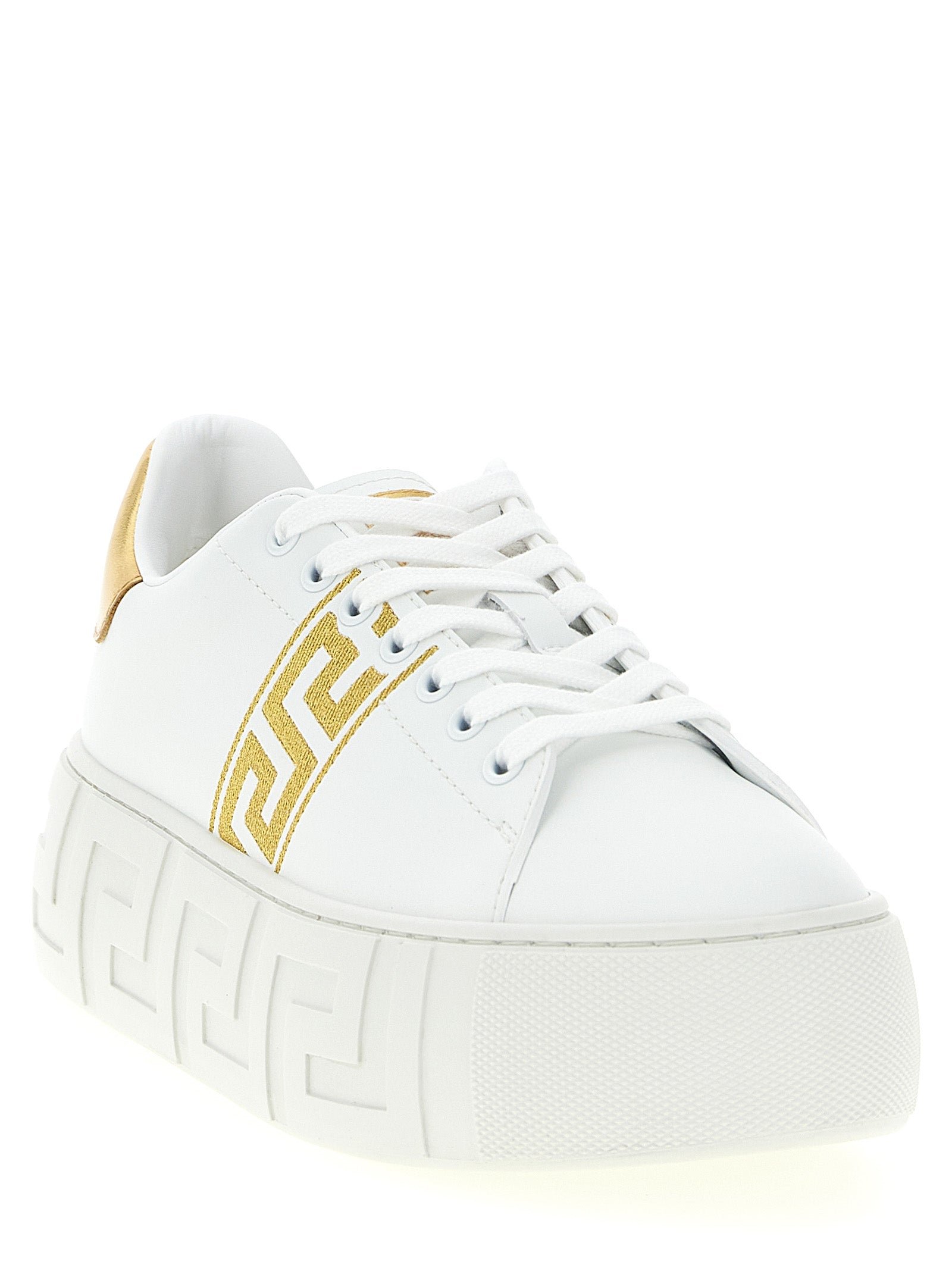 Versace Gold Nylon Platform Sneakers Curated Luxury Accessories by Orvyn