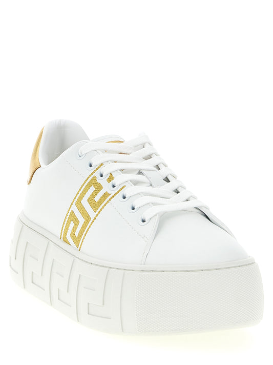 Versace Gold Nylon Platform Sneakers Curated Luxury Accessories by Orvyn