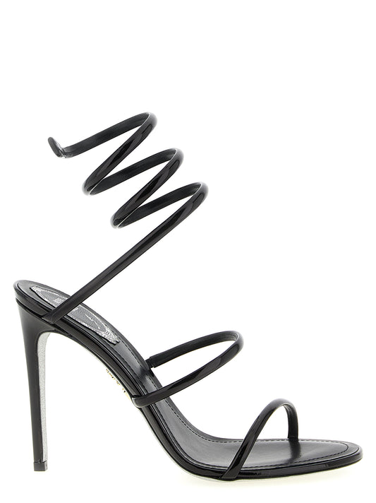 Rene Caovilla Black 'Cleo Metallic' Sandals Curated Luxury Accessories by Orvyn