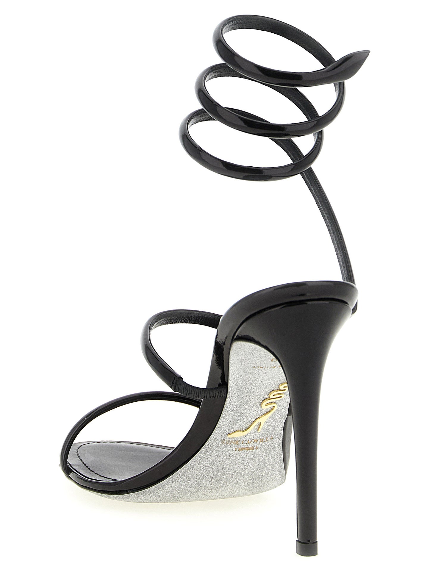 Rene Caovilla Black 'Cleo Metallic' Sandals Curated Luxury Accessories by Orvyn