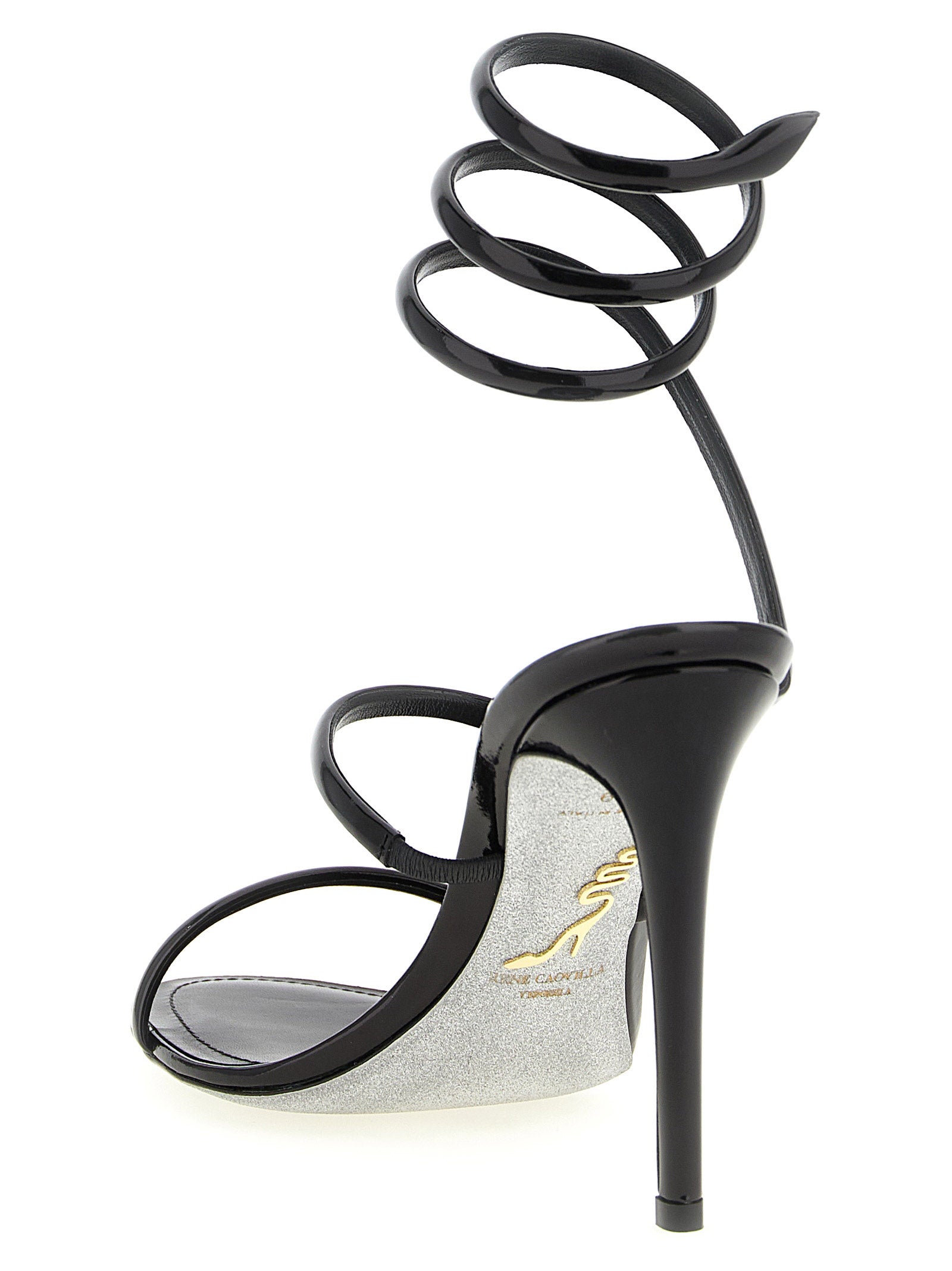 Rene Caovilla Black 'Cleo Metallic' Sandals Curated Luxury Accessories by Orvyn