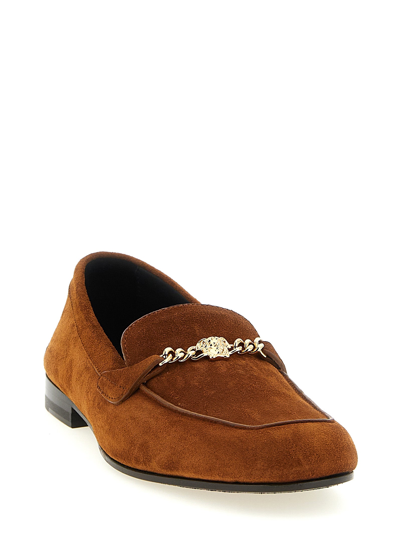 Versace Brown 'Slip-On' Loafers Curated Luxury Accessories by Orvyn
