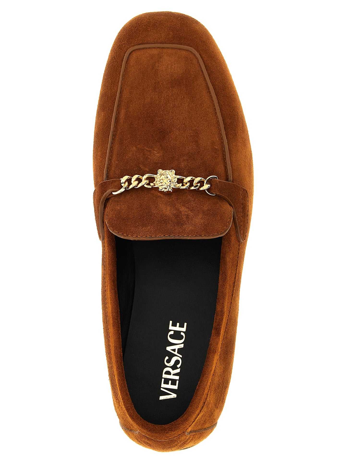 Versace Brown 'Slip-On' Loafers Curated Luxury Accessories by Orvyn