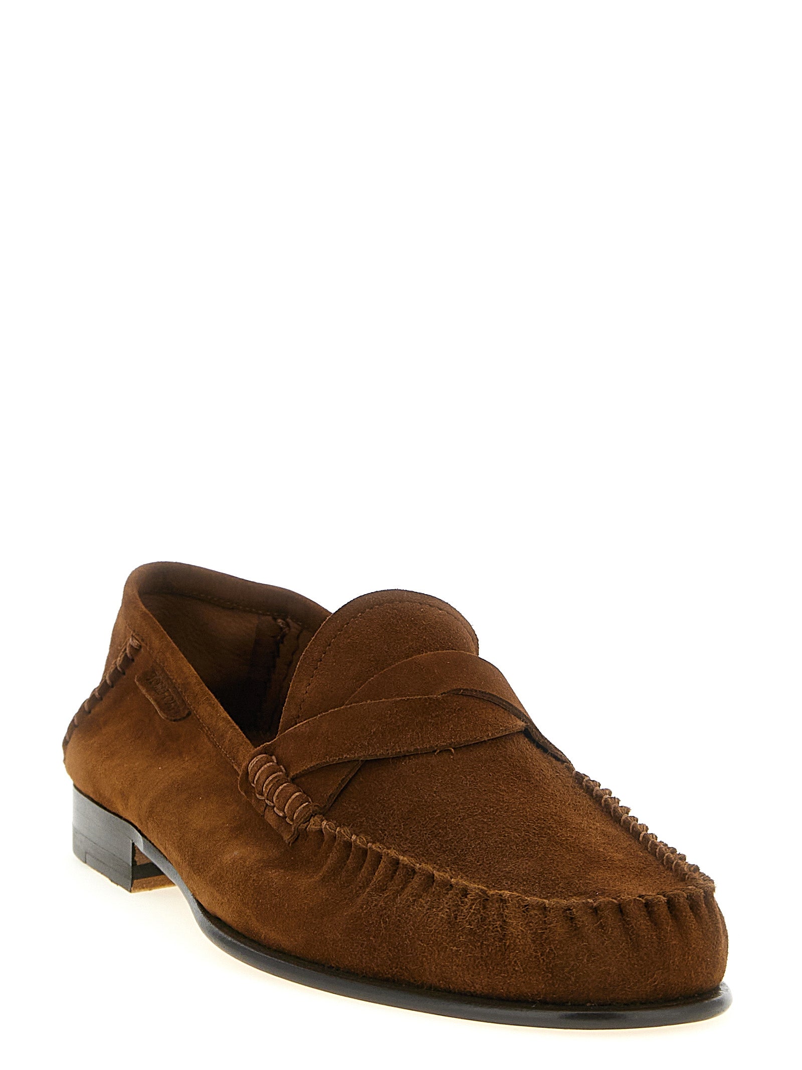 Tom Ford Brown Suede Leather Slip-On Loafers Curated Luxury Accessories by Orvyn