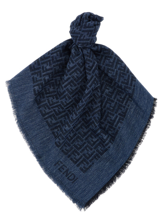 Fendi Blue Cotton Scarf Curated Luxury Accessories by Orvyn