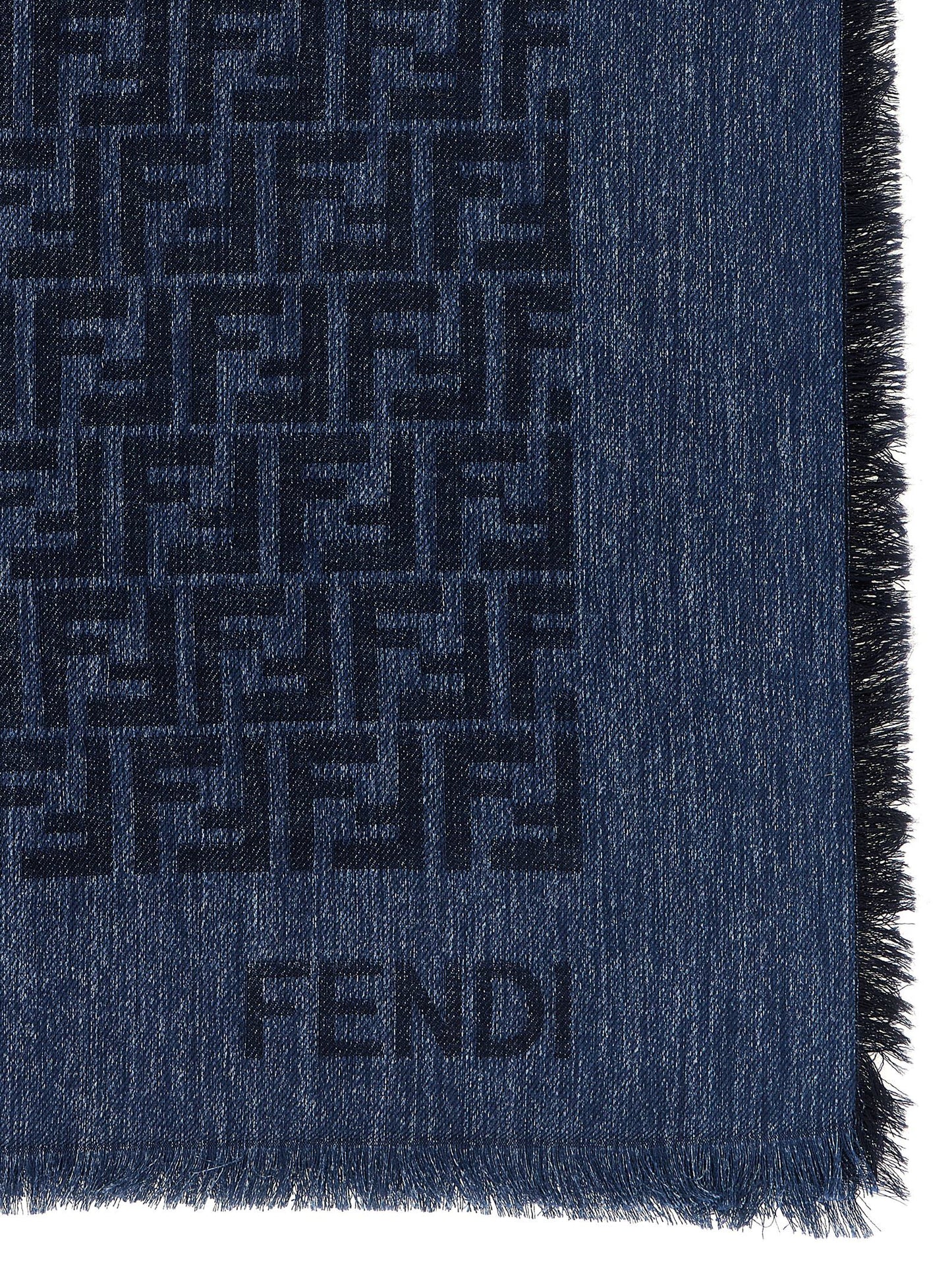 Fendi Blue Cotton Scarf Curated Luxury Accessories by Orvyn