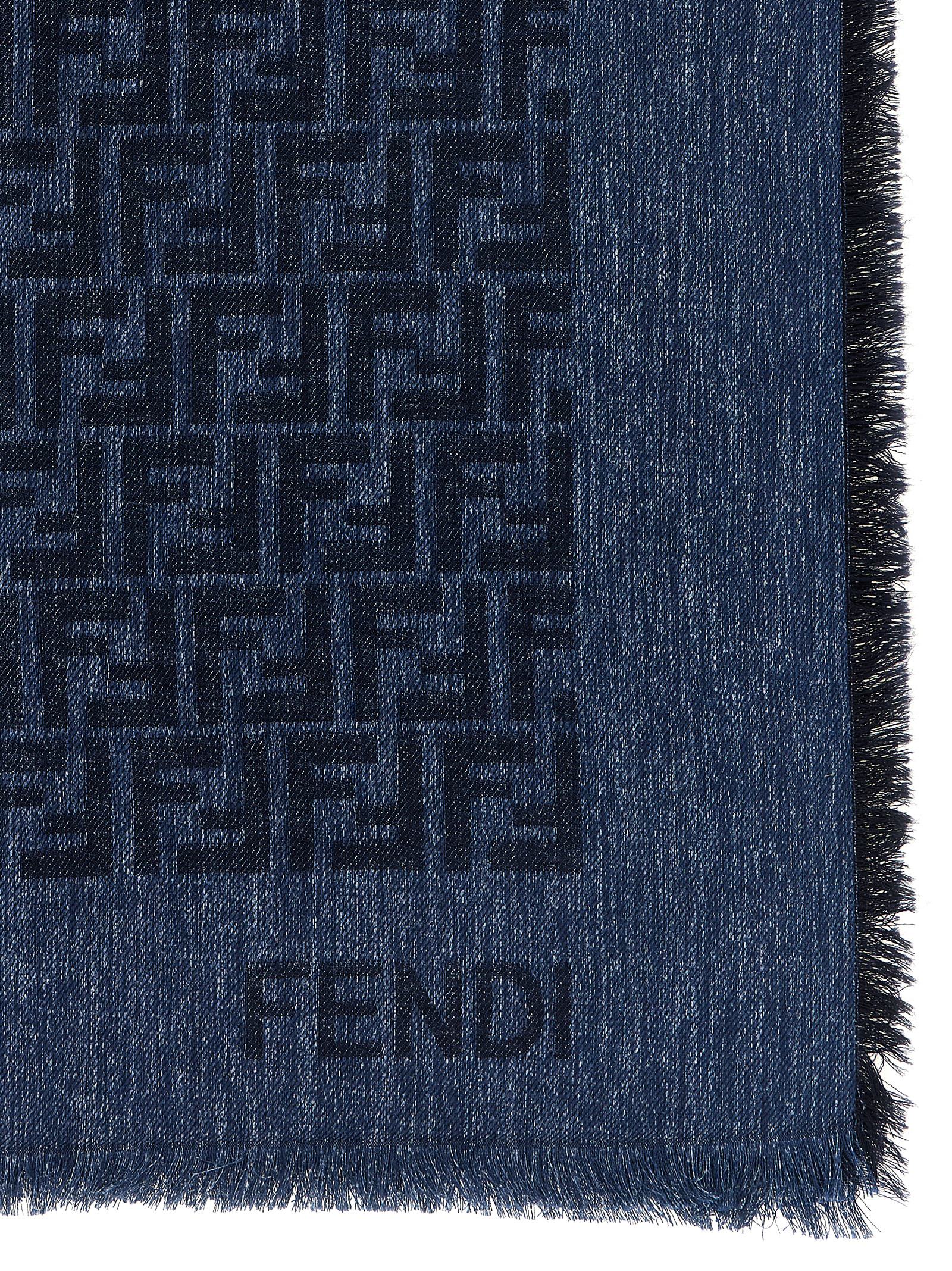 Fendi Blue Cotton Scarf Curated Luxury Accessories by Orvyn