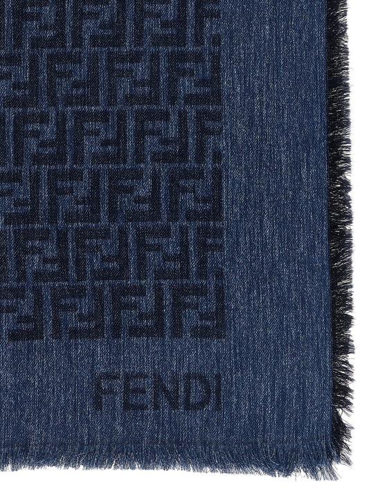 Fendi Blue Cotton Scarf Curated Luxury Accessories by Orvyn