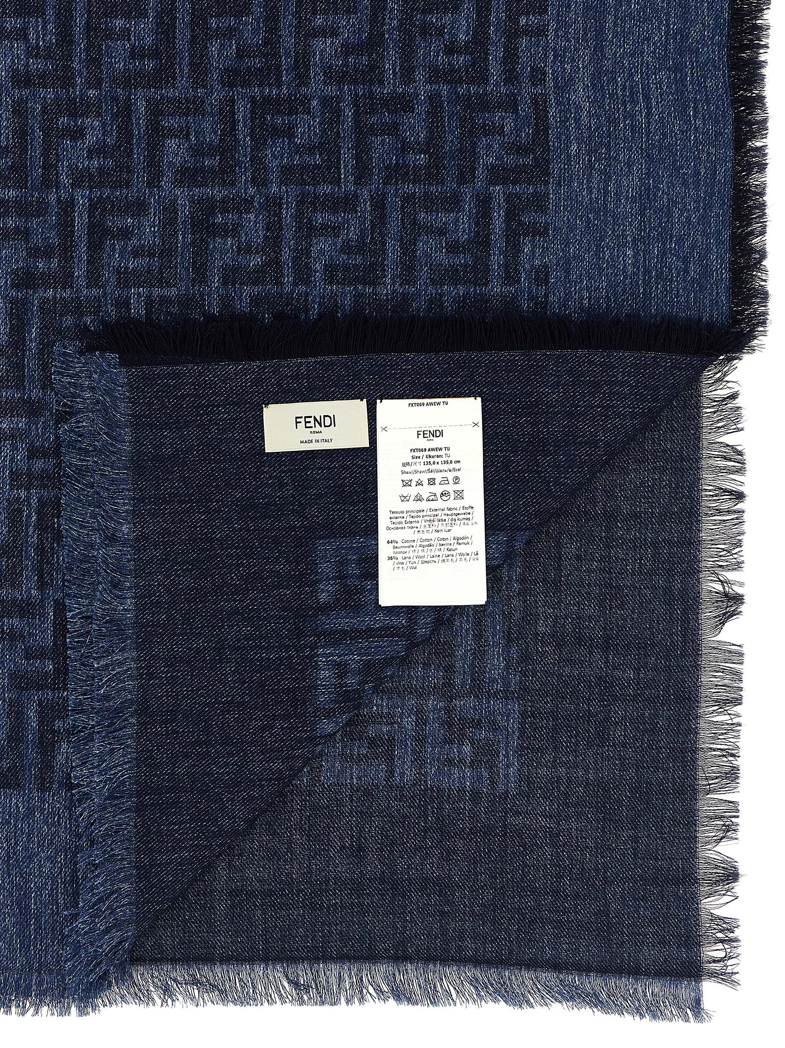 Fendi Blue Cotton Scarf Curated Luxury Accessories by Orvyn