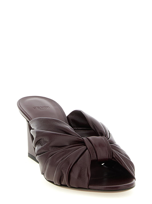 Fendi Bordeaux Lamb Leather Platform Sandals Curated Luxury Accessories by Orvyn