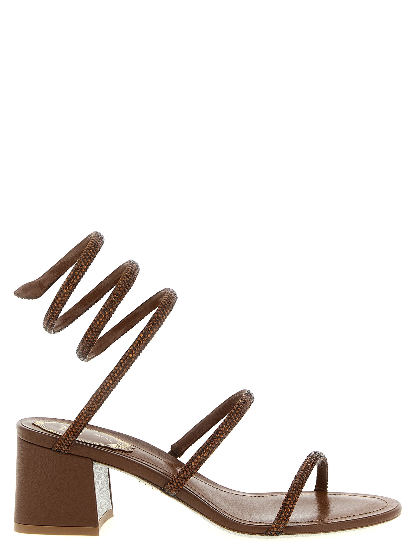 Rene Caovilla Brown 'Cleo' Sandals Curated Luxury Accessories by Orvyn