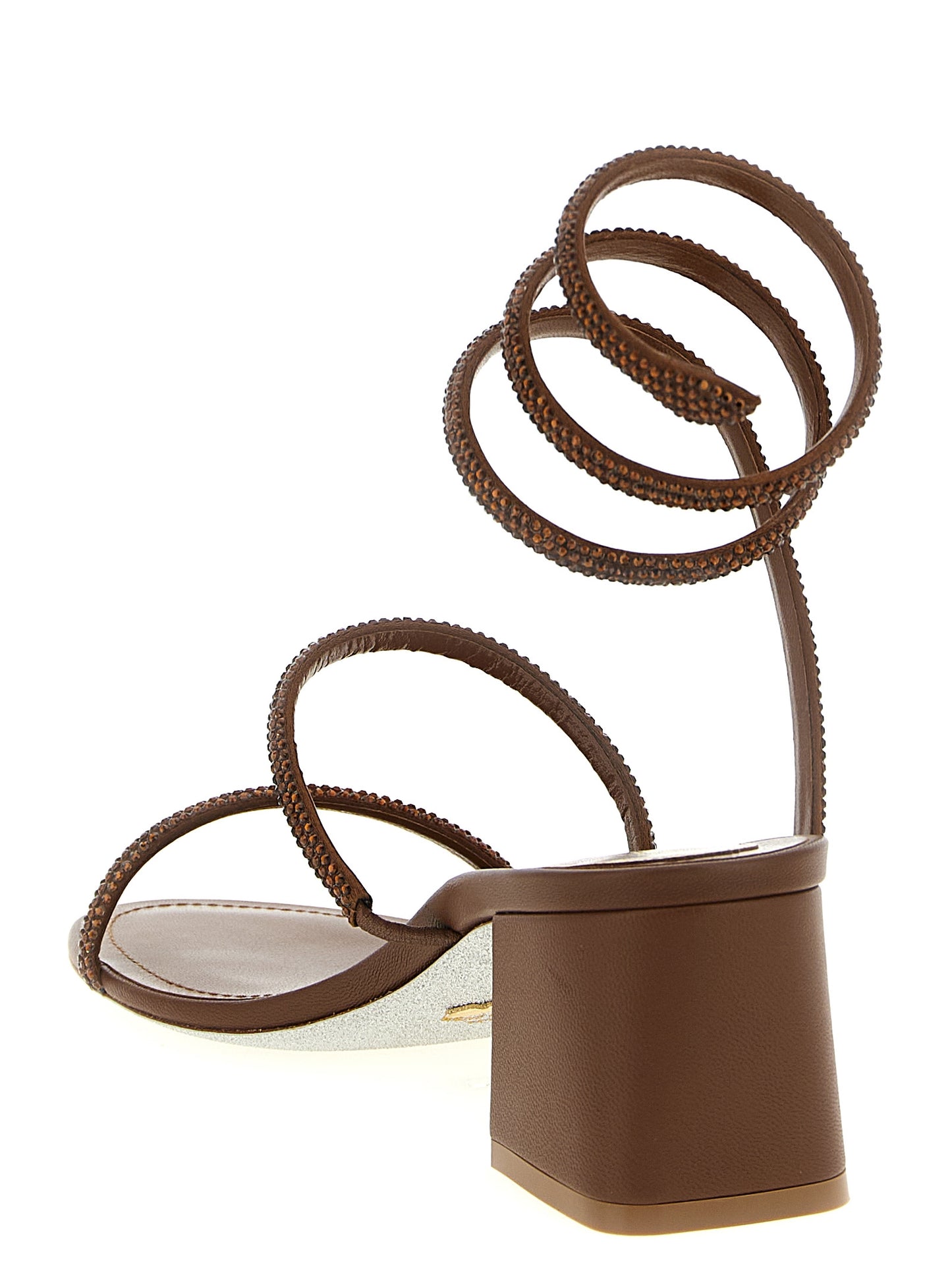Rene Caovilla Brown 'Cleo' Sandals Curated Luxury Accessories by Orvyn
