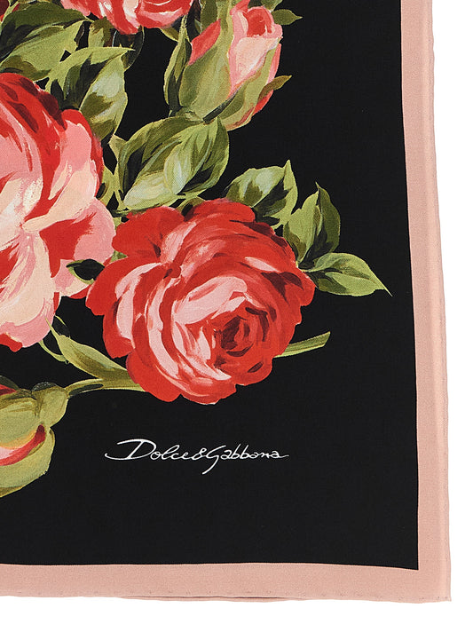 Dolce & Gabbana Black 'Bouquet Rose' Foulard Curated Luxury Accessories by Orvyn