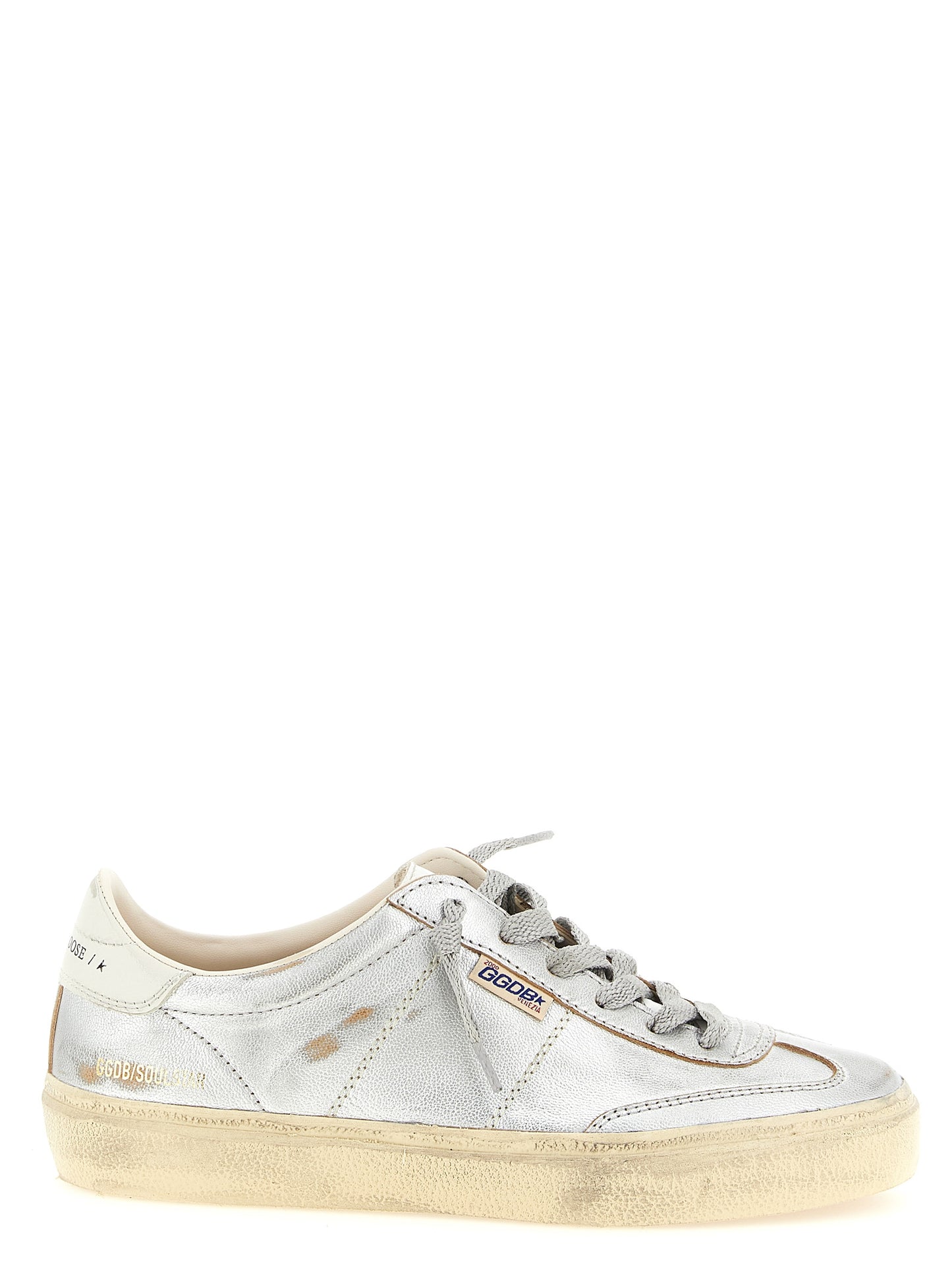 Golden Goose Silver Cowhide Low Top Sneakers Curated Luxury Accessories by Orvyn
