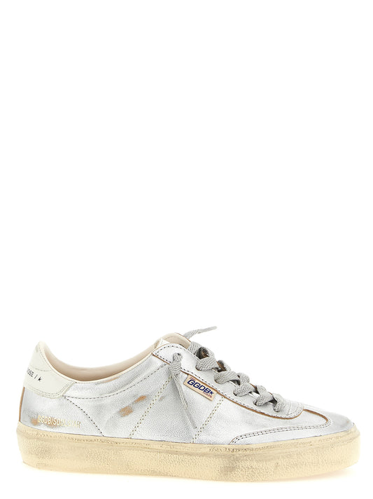 Golden Goose Silver Cowhide Low Top Sneakers Curated Luxury Accessories by Orvyn