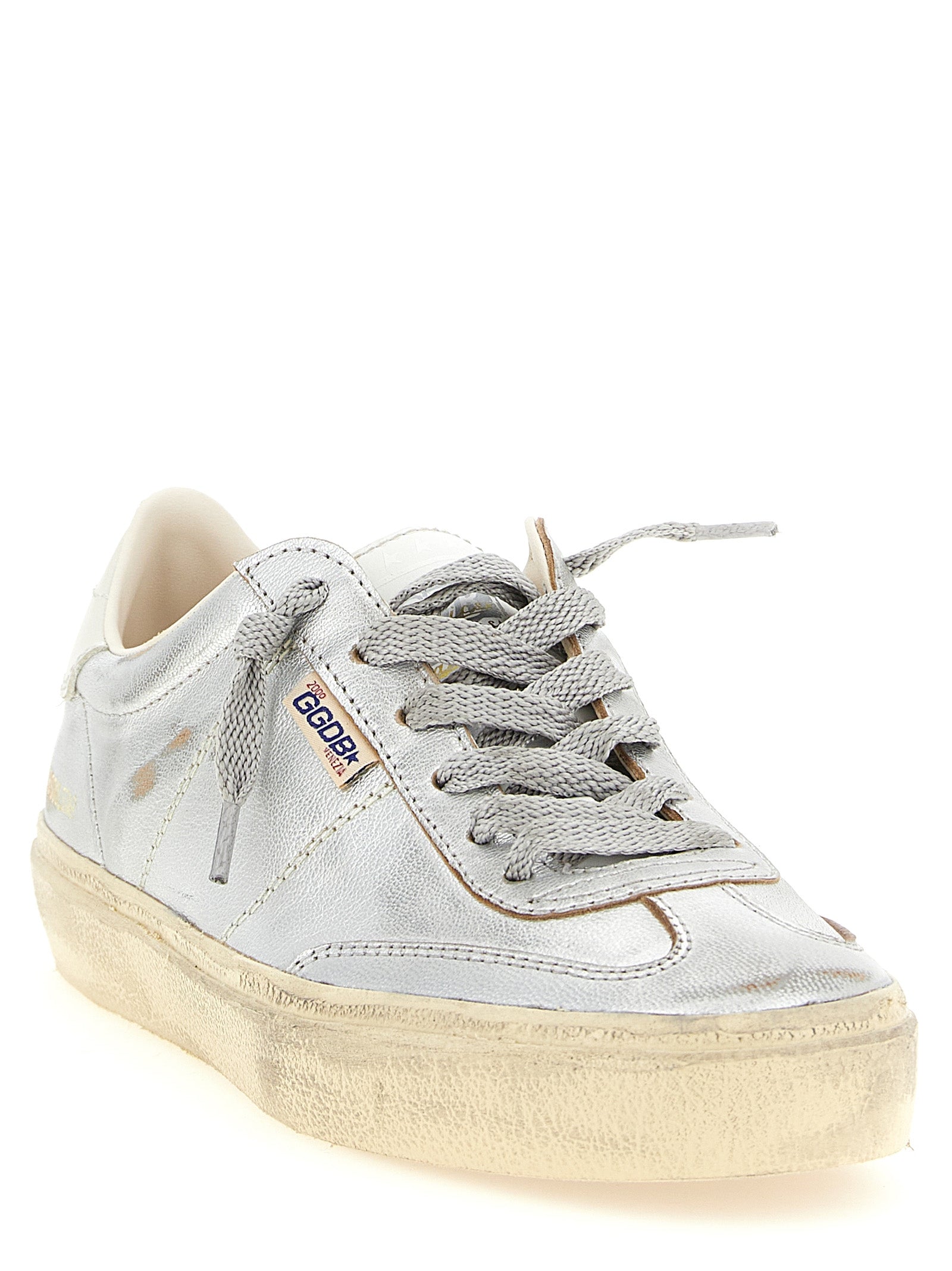 Golden Goose Silver Cowhide Low Top Sneakers Curated Luxury Accessories by Orvyn
