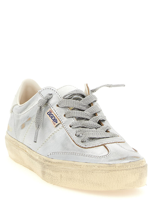 Golden Goose Silver Cowhide Low Top Sneakers Curated Luxury Accessories by Orvyn