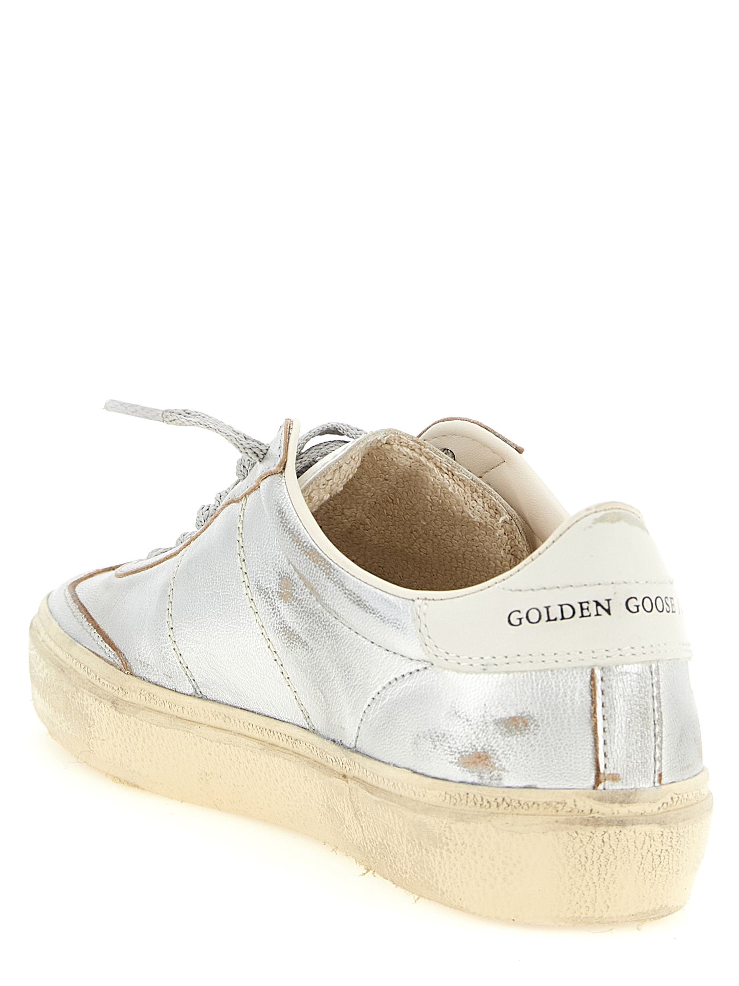 Golden Goose Silver Cowhide Low Top Sneakers Curated Luxury Accessories by Orvyn