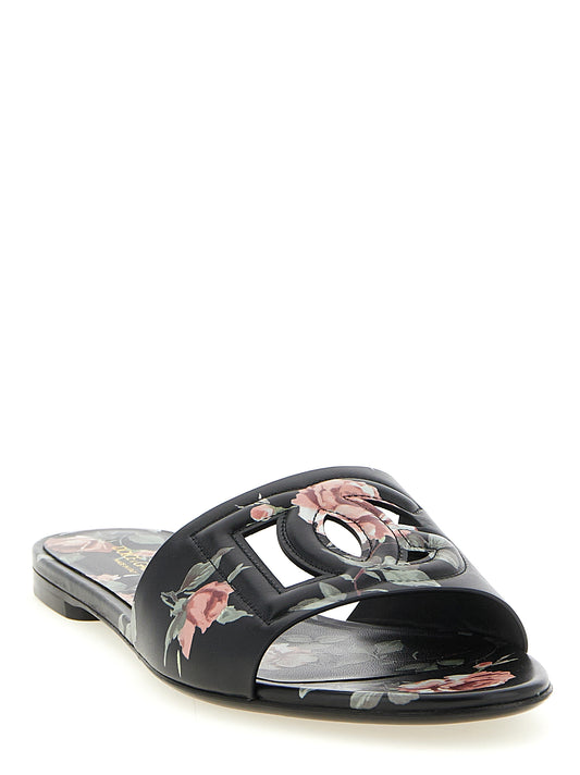 Dolce & Gabbana Black 'Bianca' Slides Curated Luxury Accessories by Orvyn