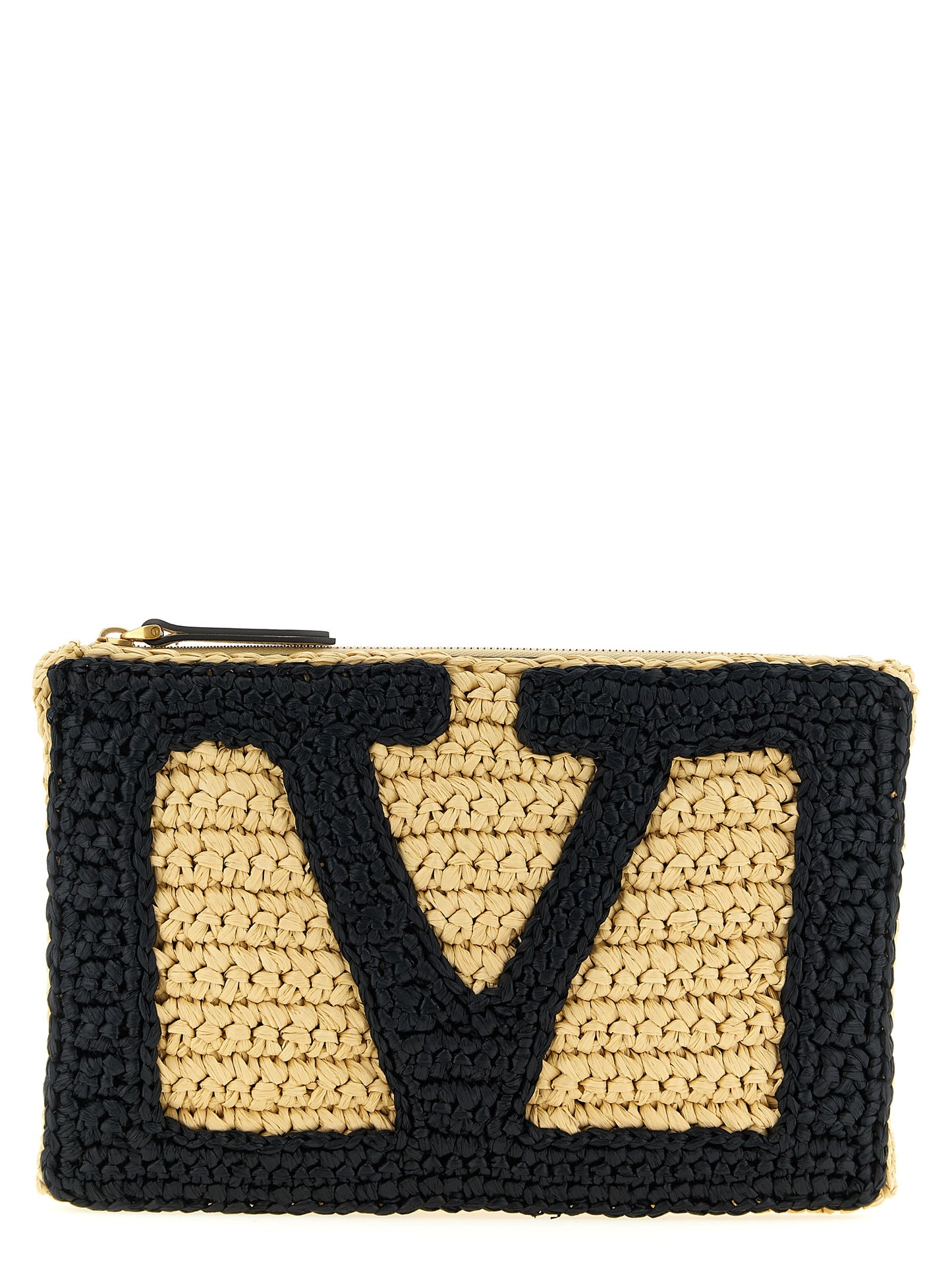 Valentino Garavani Black 'Viva Superstar Crochet' Medium Clutch Curated Luxury Accessories by Orvyn