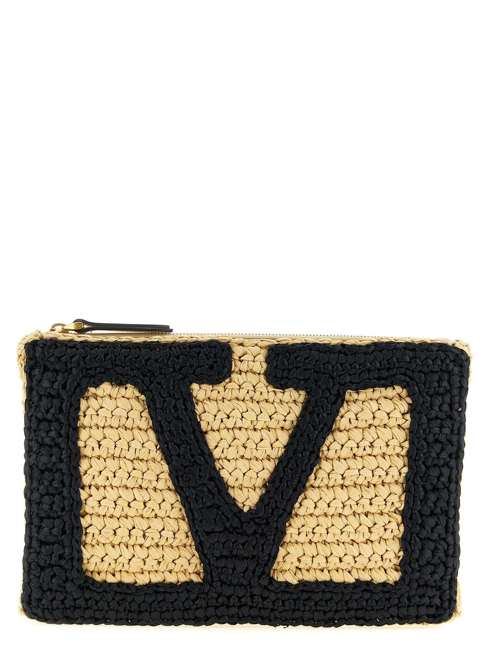 Valentino Garavani Black 'Viva Superstar Crochet' Medium Clutch Curated Luxury Accessories by Orvyn