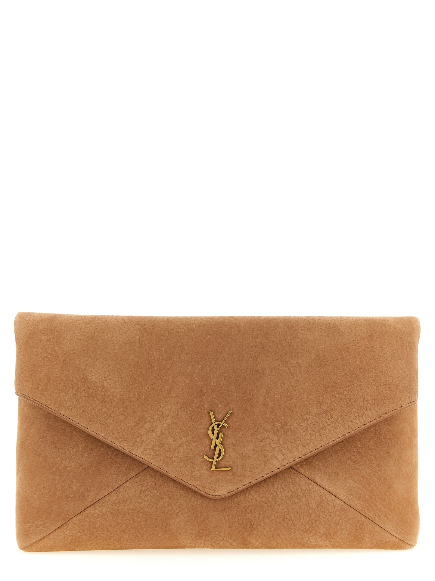 Saint Laurent Brown Lamb Leather Clutch Bag Curated Luxury Accessories by Orvyn