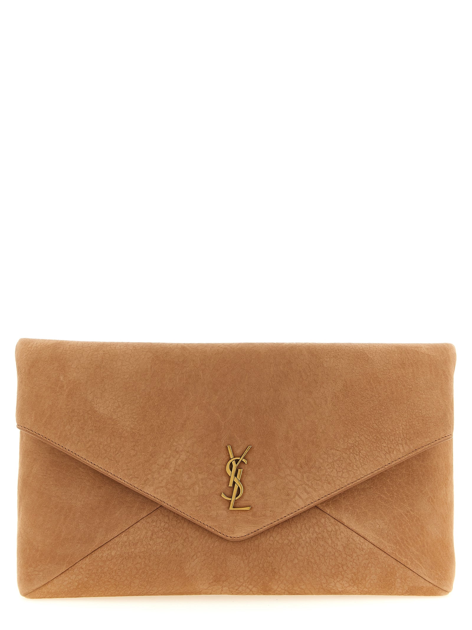 Saint Laurent Brown Lamb Leather Clutch Bag Curated Luxury Accessories by Orvyn