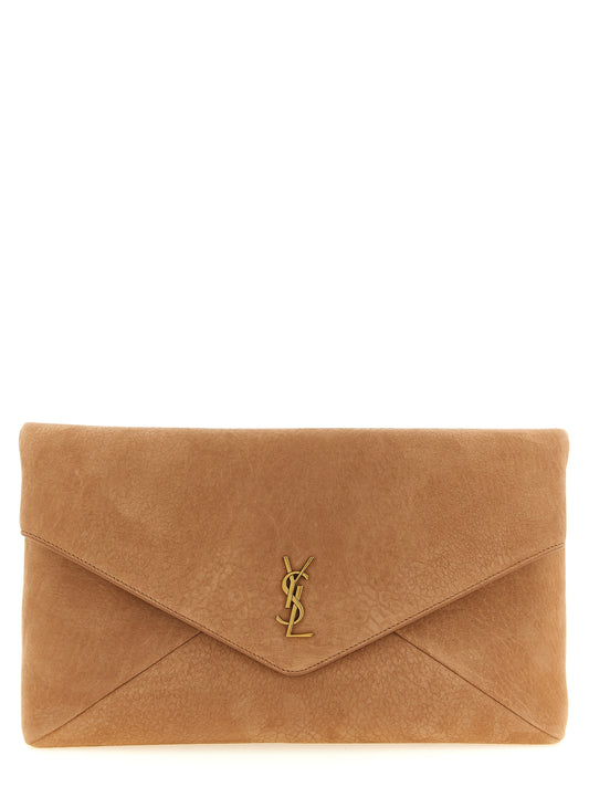Saint Laurent Brown Lamb Leather Clutch Bag Curated Luxury Accessories by Orvyn