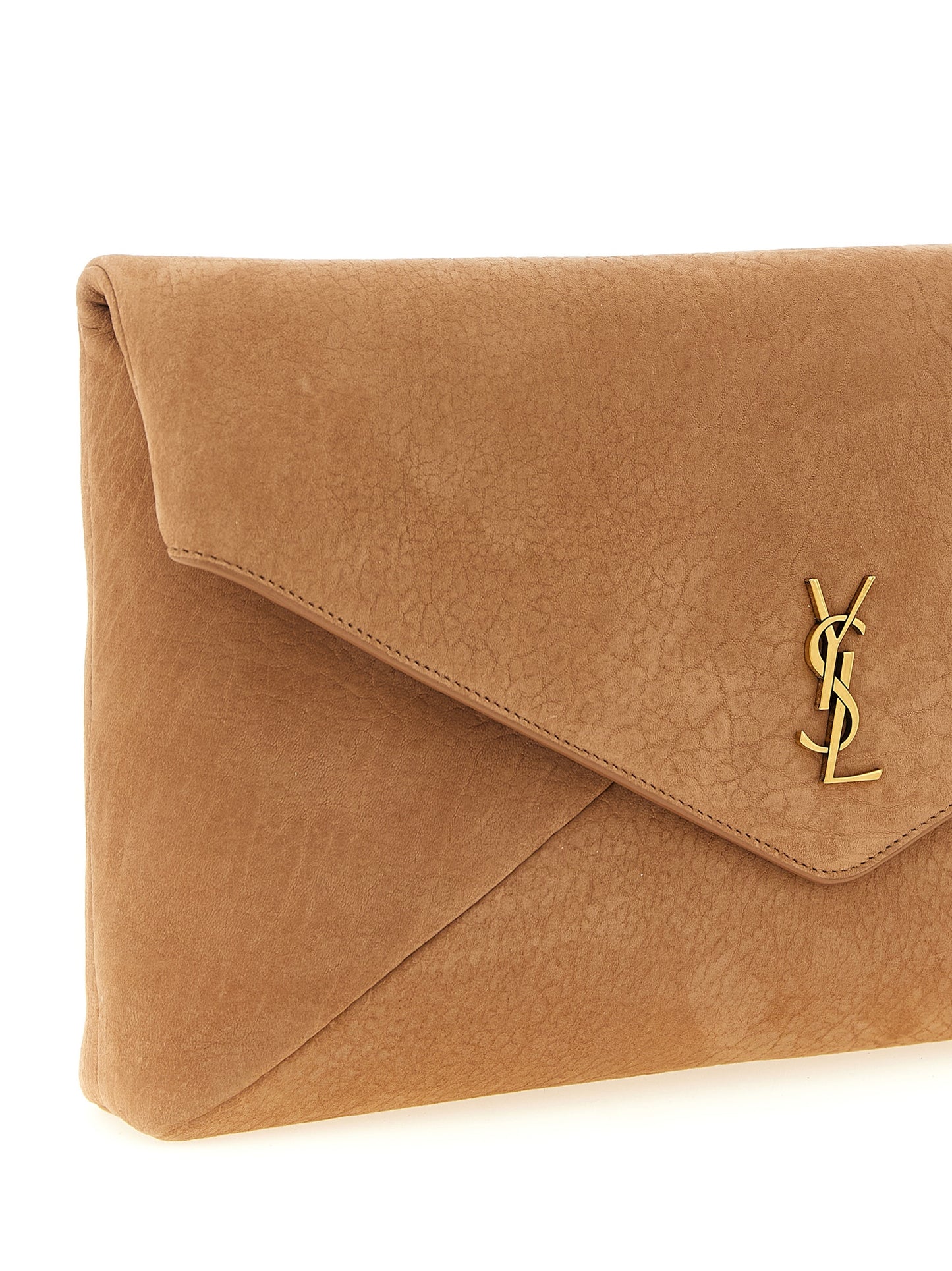 Saint Laurent Brown Lamb Leather Clutch Bag Curated Luxury Accessories by Orvyn