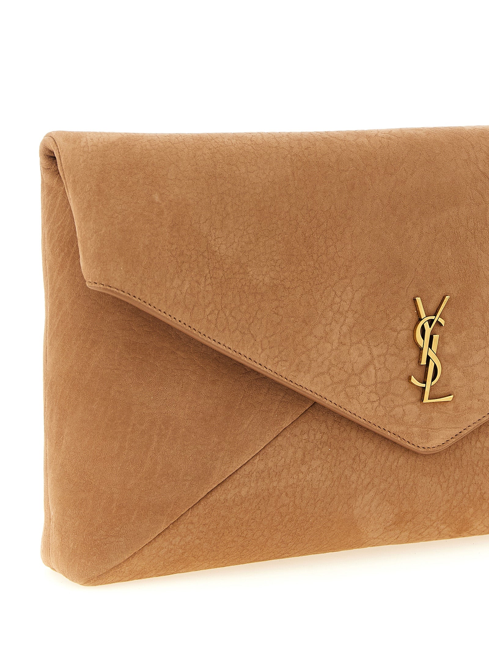 Saint Laurent Brown Lamb Leather Clutch Bag Curated Luxury Accessories by Orvyn