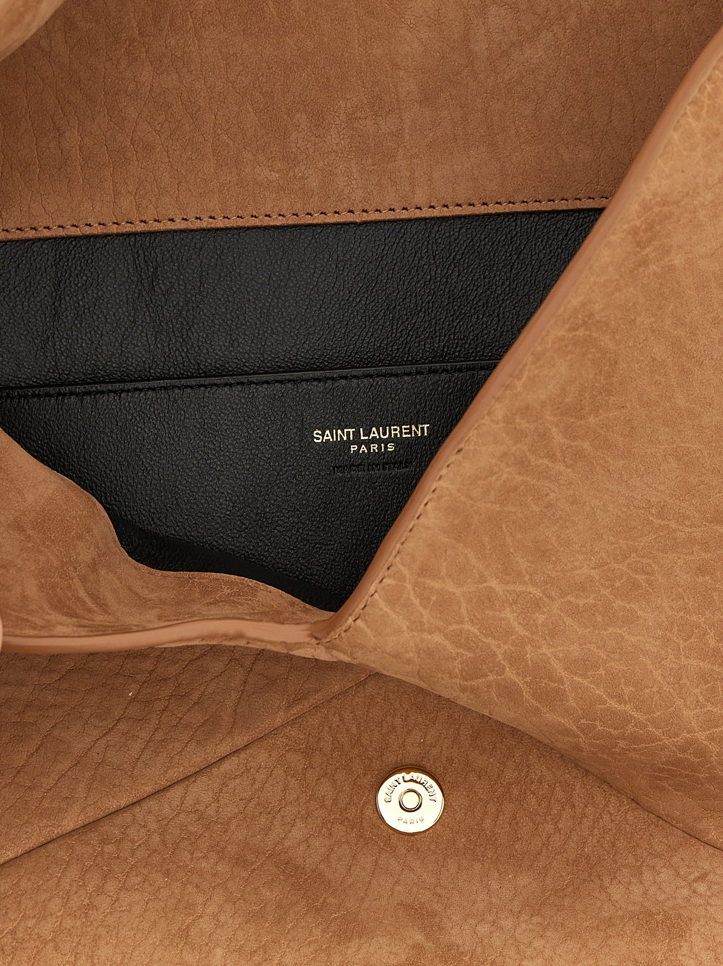 Saint Laurent Brown Lamb Leather Clutch Bag Curated Luxury Accessories by Orvyn