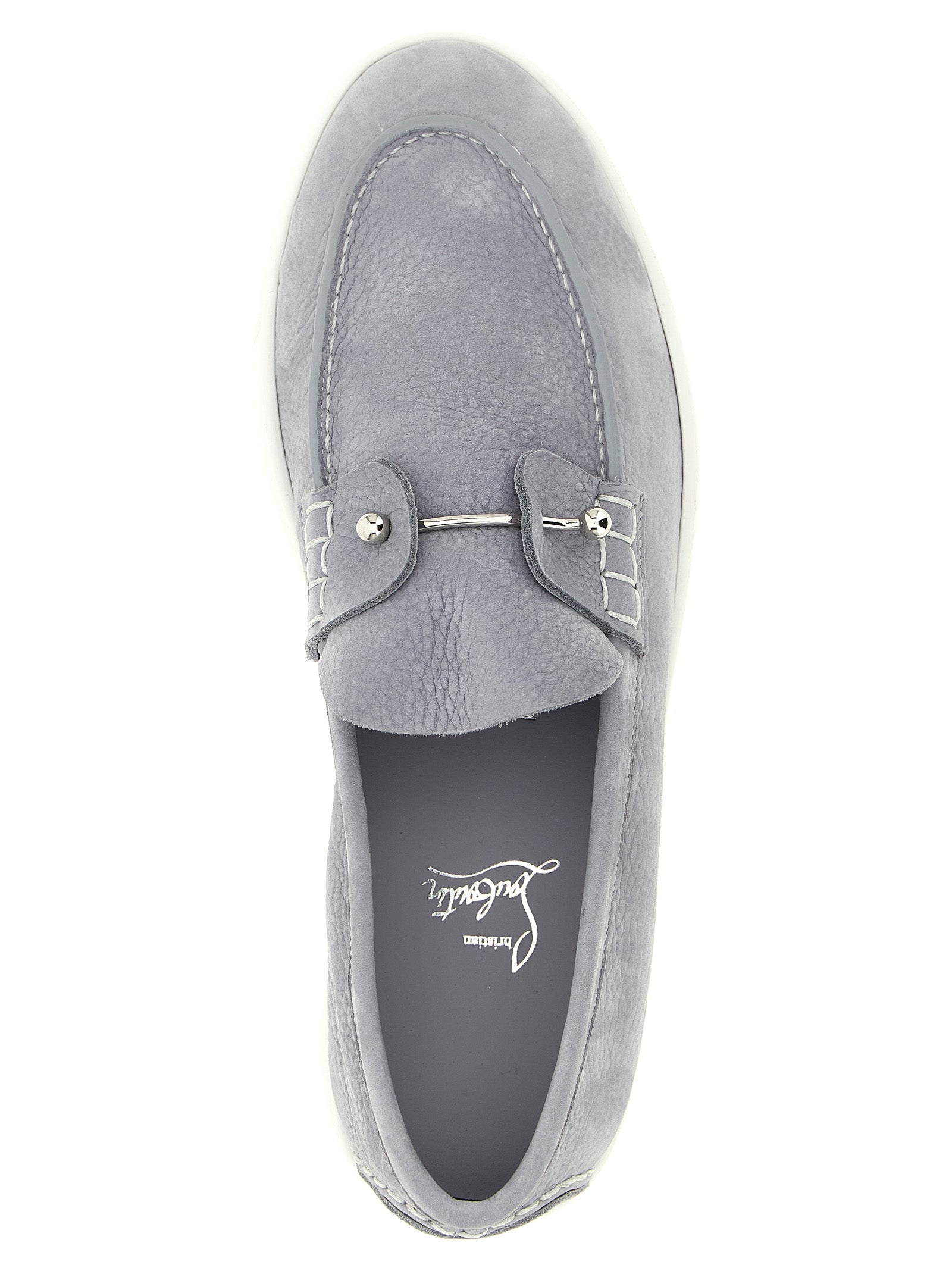 Christian Louboutin Gray 'Chambeliboat' Loafers Curated Luxury Accessories by Orvyn