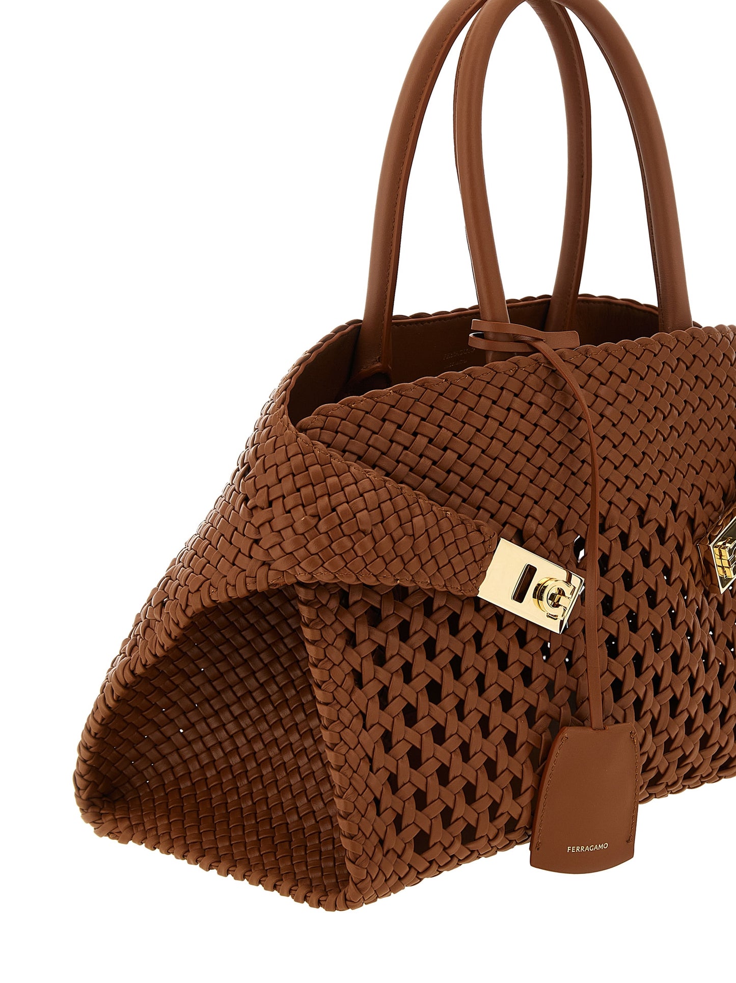 Ferragamo Brown 'Hug Th S' Handbag Curated Luxury Accessories by Orvyn