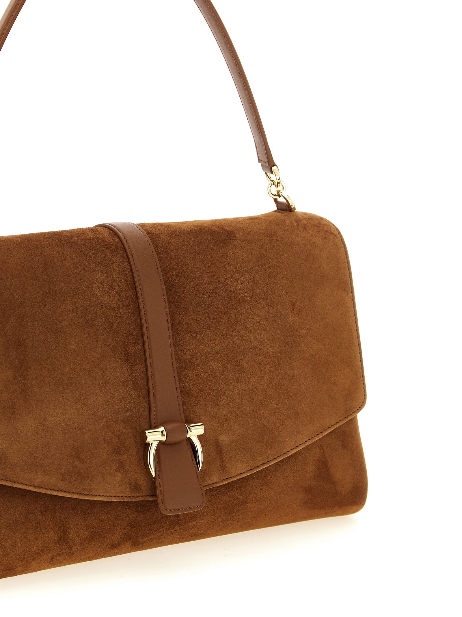 Ferragamo Brown 'Gancini' Shoulder Bag Curated Luxury Accessories by Orvyn