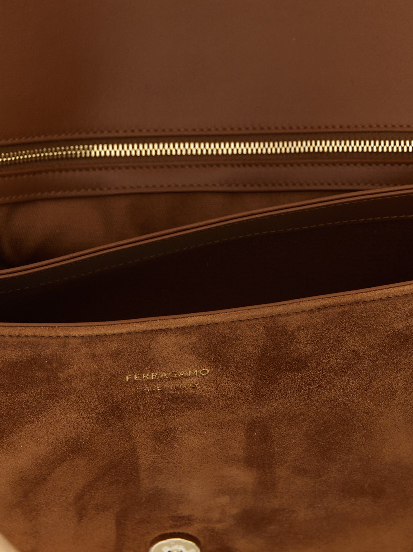 Ferragamo Brown 'Gancini' Shoulder Bag Curated Luxury Accessories by Orvyn