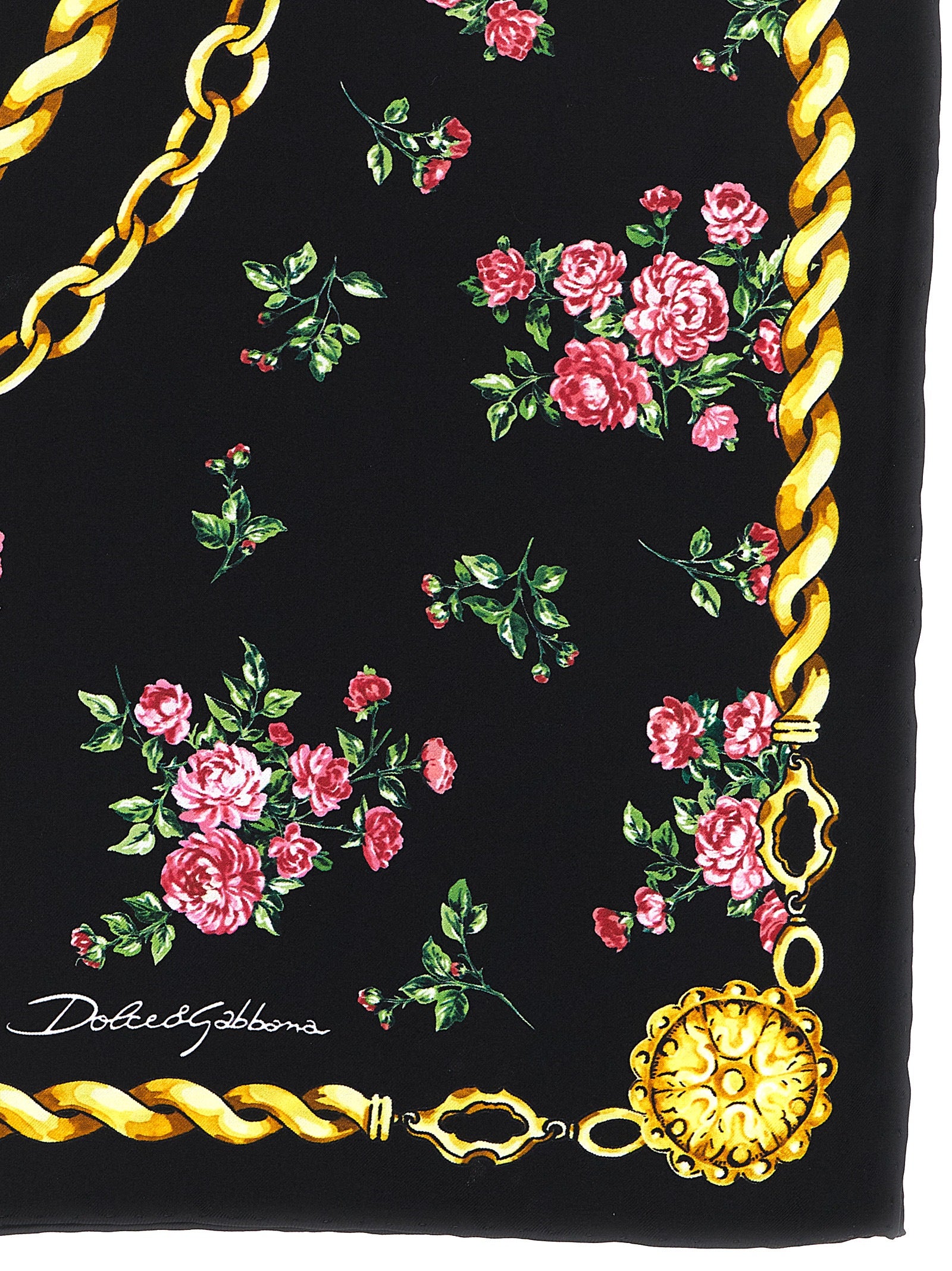 Dolce & Gabbana Black 'Mazzolini Di Rose' Scarf Curated Luxury Accessories by Orvyn