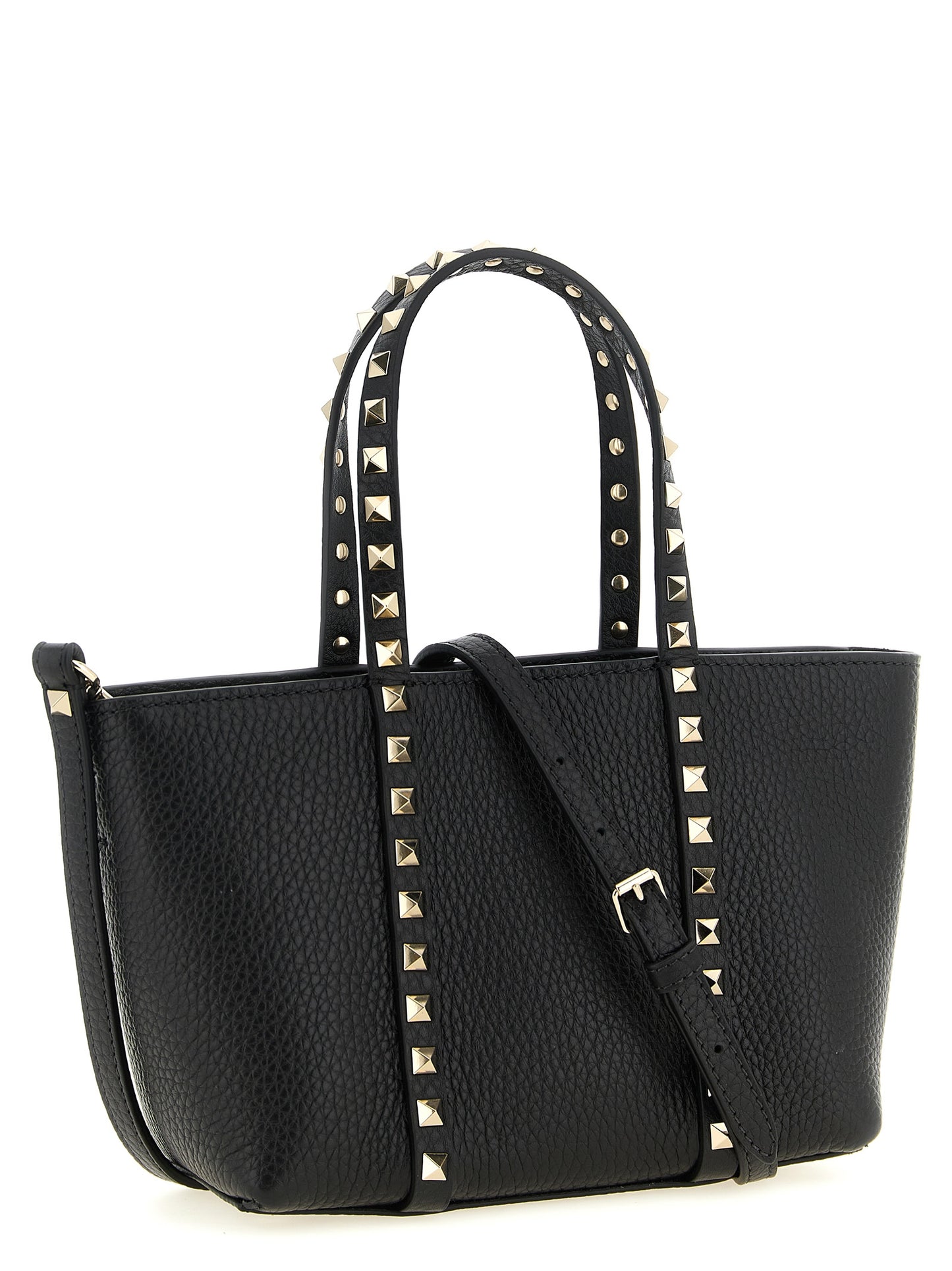 Valentino Garavani Black 'Rockstud' Mini Tote Bag Curated Luxury Accessories by Orvyn