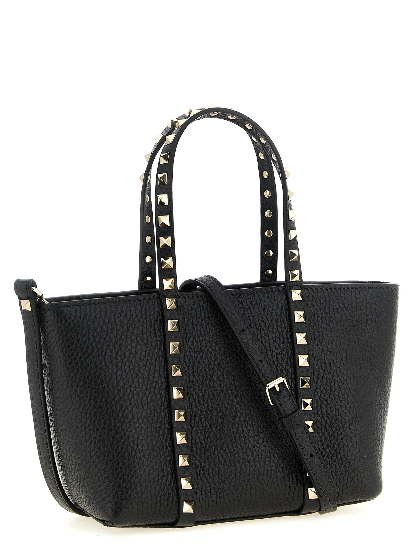 Valentino Garavani Black 'Rockstud' Mini Tote Bag Curated Luxury Accessories by Orvyn