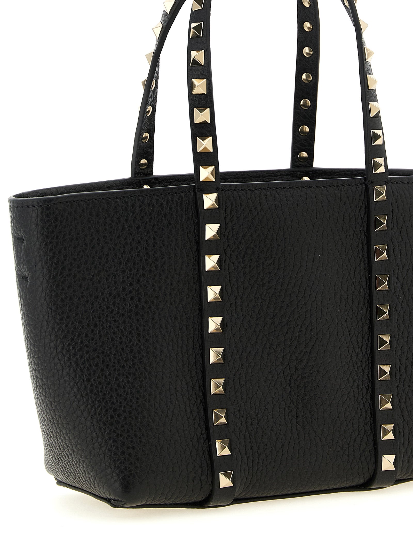 Valentino Garavani Black 'Rockstud' Mini Tote Bag Curated Luxury Accessories by Orvyn